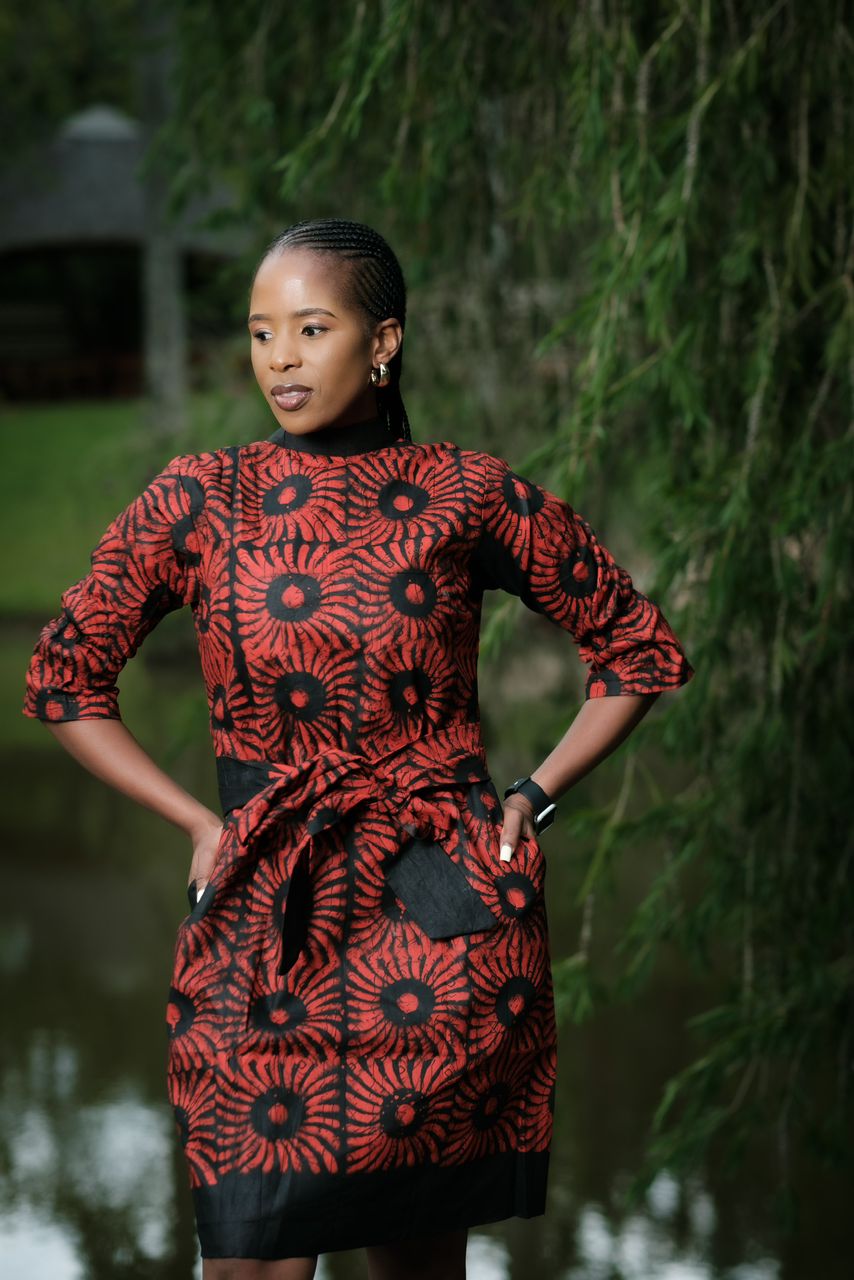 Lulba Afrika — luxury African women's fashion in Adire batik fabric, Mantenga Lifestyle Centre Eswatini